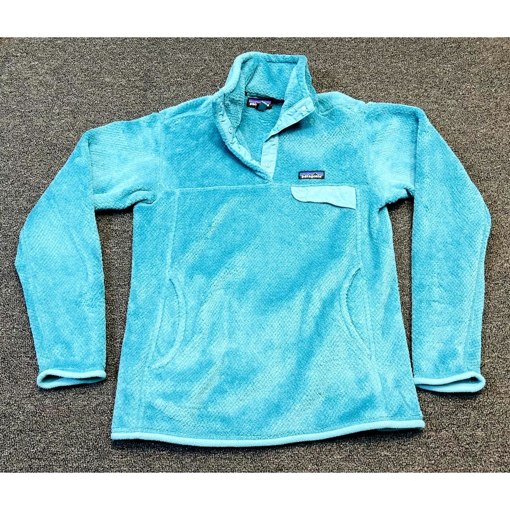 Patagonia Polartec Thermal Pro Tech Jacket Womens Medium Blue Fleece Snap Up